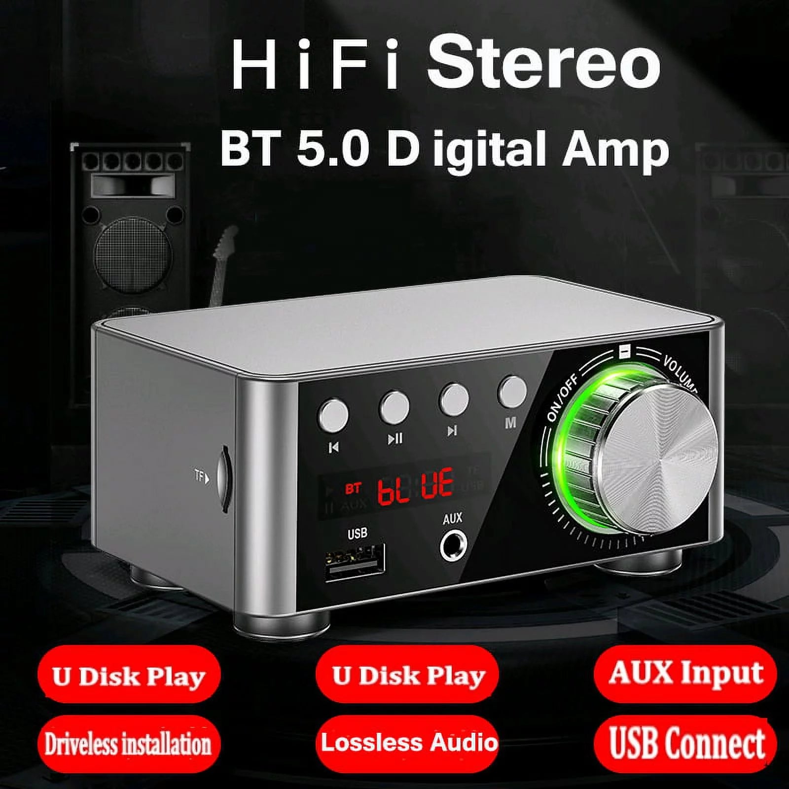 HIFI BT5.0 Digital Amplifier 100W Dual Channel Stereo Audio Amp for Home Theater M857241