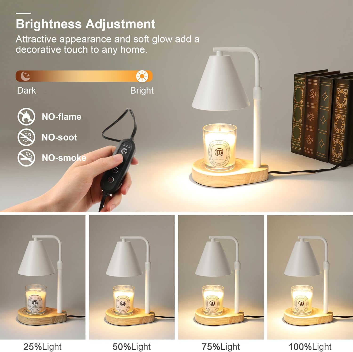 Candle Warmer Lamp with Timer, Adjustable Height, 2 Bulbs H891