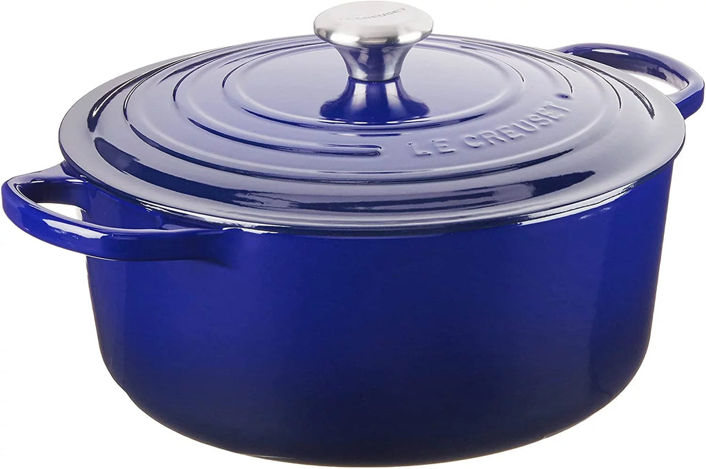 L Crst Enameled Cast Iron Signature Round Dutch Oven, 7.25 qt., Indigo