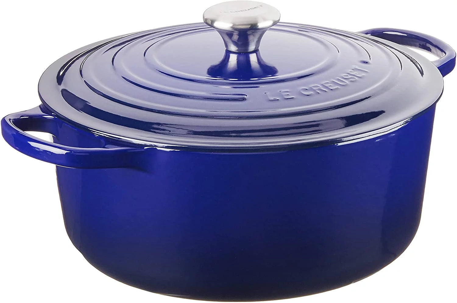 L Crst Enameled Cast Iron Signature Round Dutch Oven, 7.25 qt., Indigo