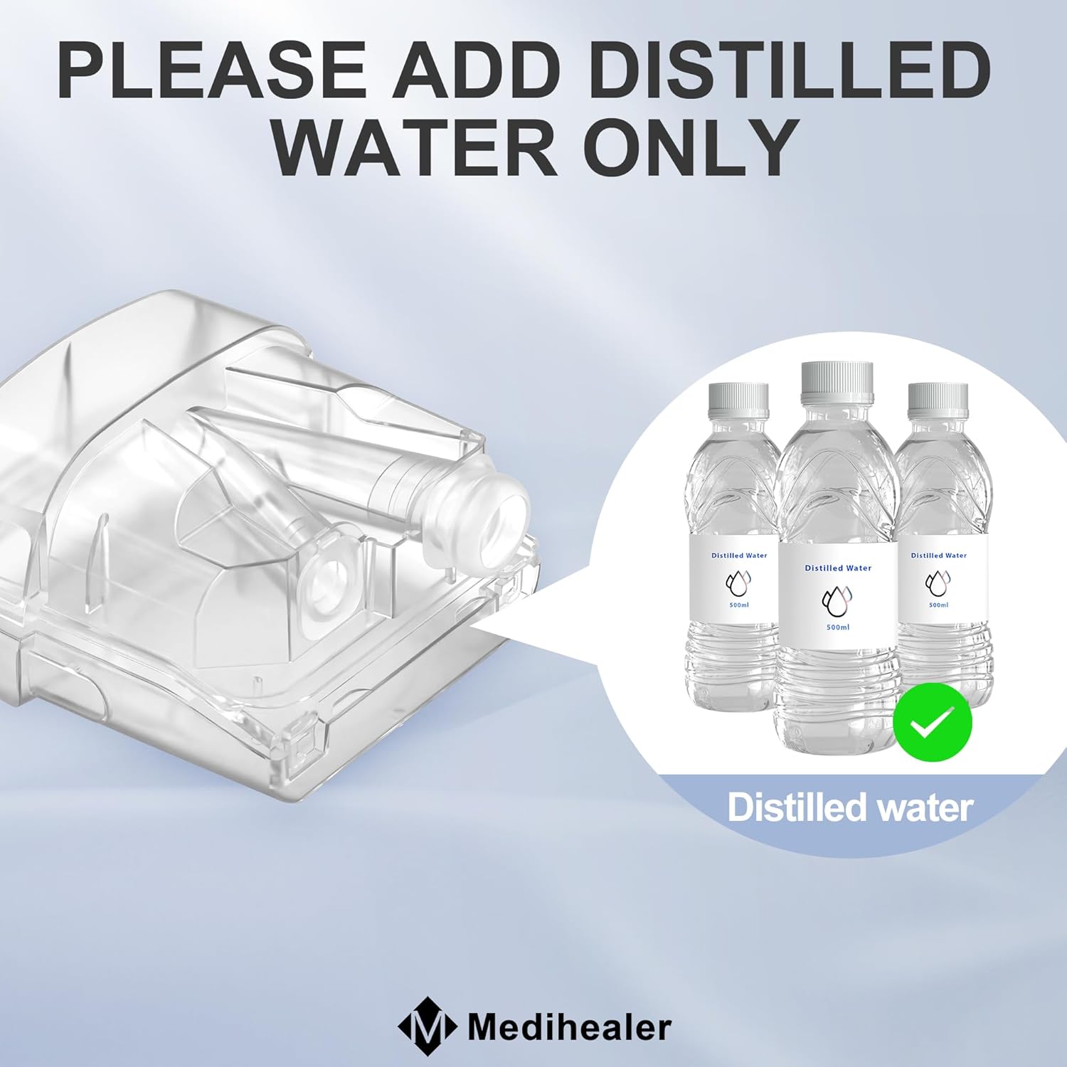 Improved Water Chamber for Air Sense 11, HumidAir Tub for S11 Series, 380ml, by Medihealer Q48729