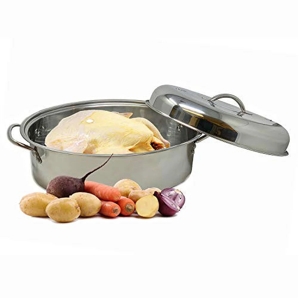 Stainless Steel Turkey Roaster Pan with Lid and Wire Rack N566641