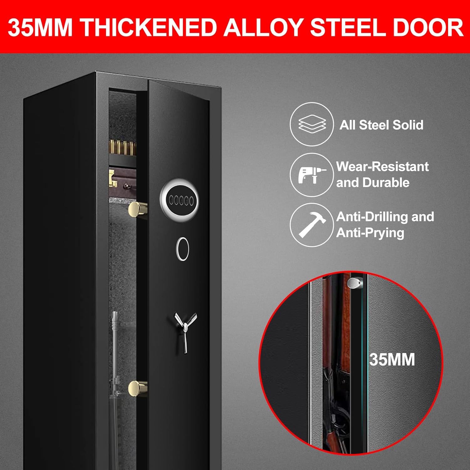 Extra Large Gun Safe for Rifles and Pistols with Removable Rack and LED Light J463