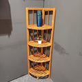 4-Tier Open Wooden Corner Shelf, Corner Bookshelf, Wooden Bookcase, Modern Bookshelf, Plant Stand, Display Shelves, 11" W x 43" H x 11" D, Small Shelf for Living Room Bedroom Office