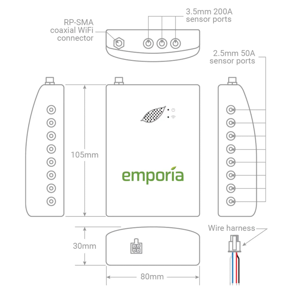 Emporia Smart Home Energy Monitor with 16 Circuit Sensors O929501