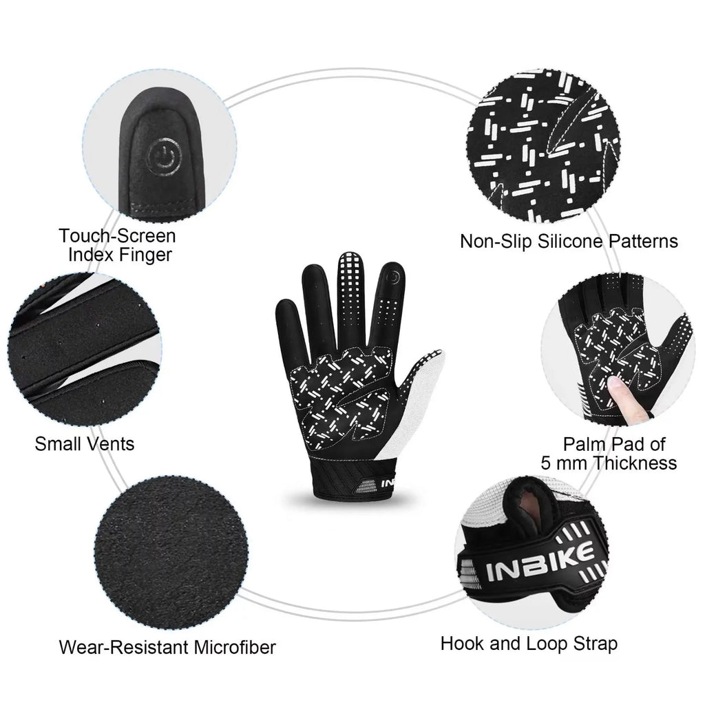 INBIKE Cycling Gloves Road Bike MTB Lightweight Touchscreen Non-Slip Palm Pad J7512