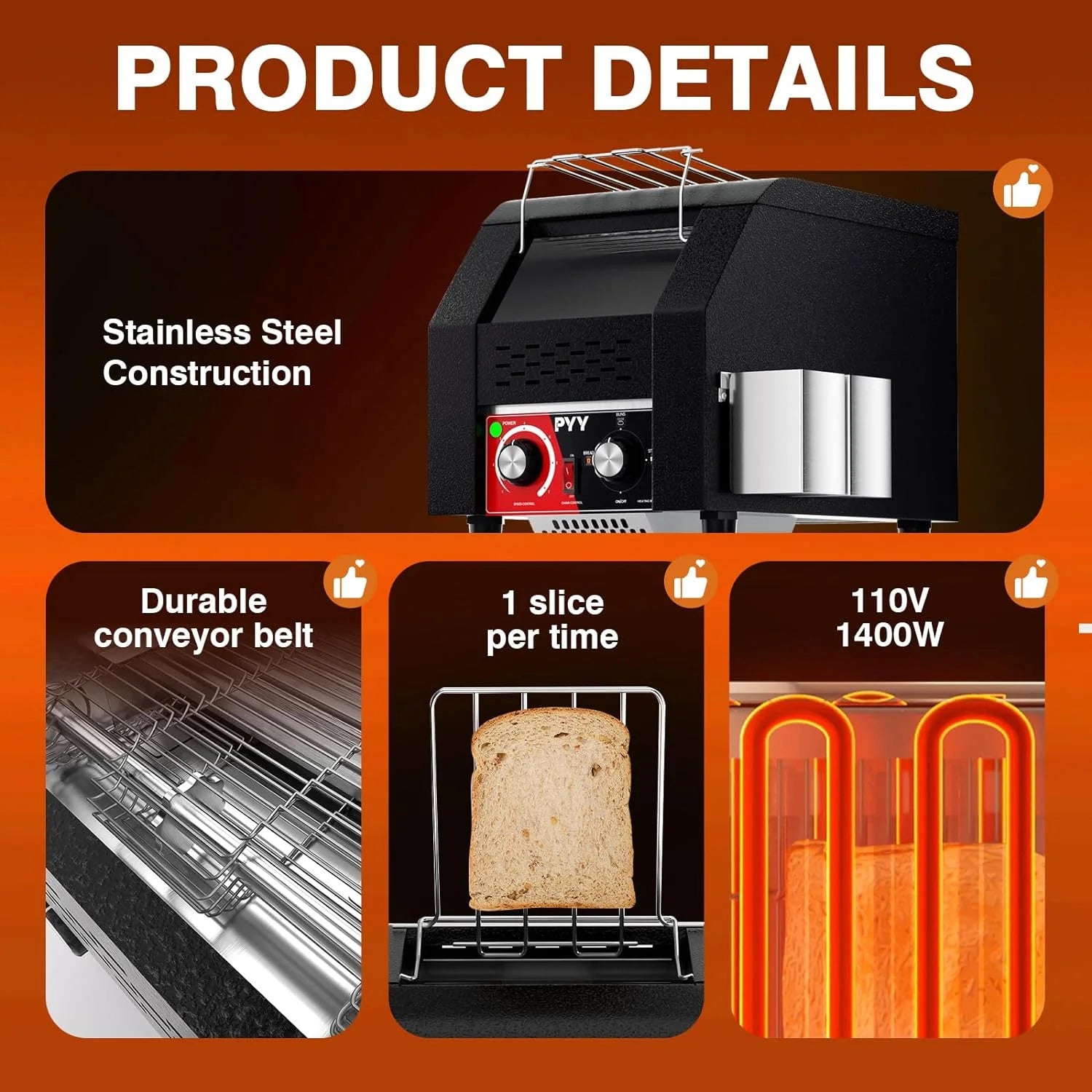 Commercial Conveyor Toaster for Restaurant Bun Bagel Bread, 150 Slices/h O5198