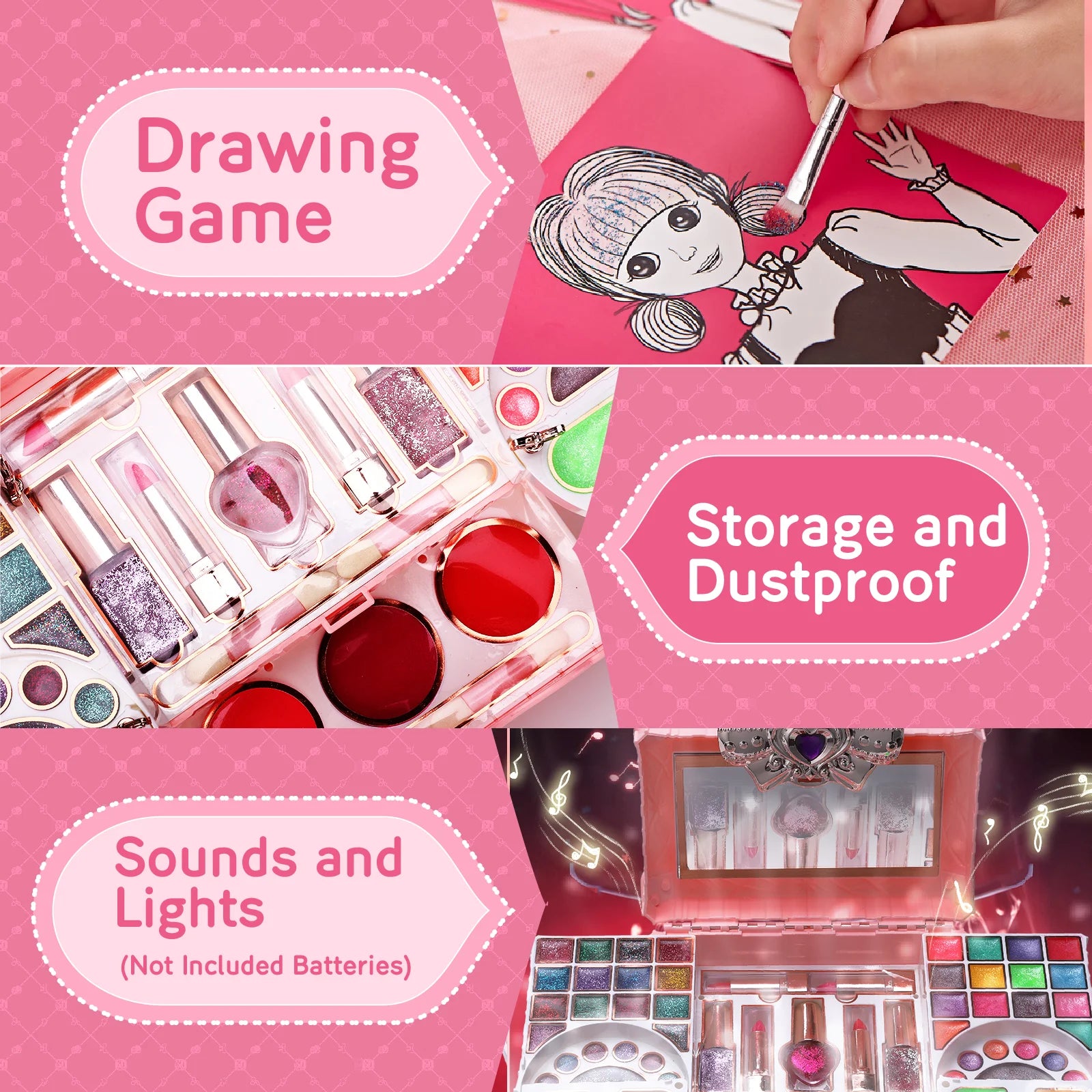 Welltop Kids Makeup Kit Toys for Girls 90 Pcs Washable Play Set H8334
