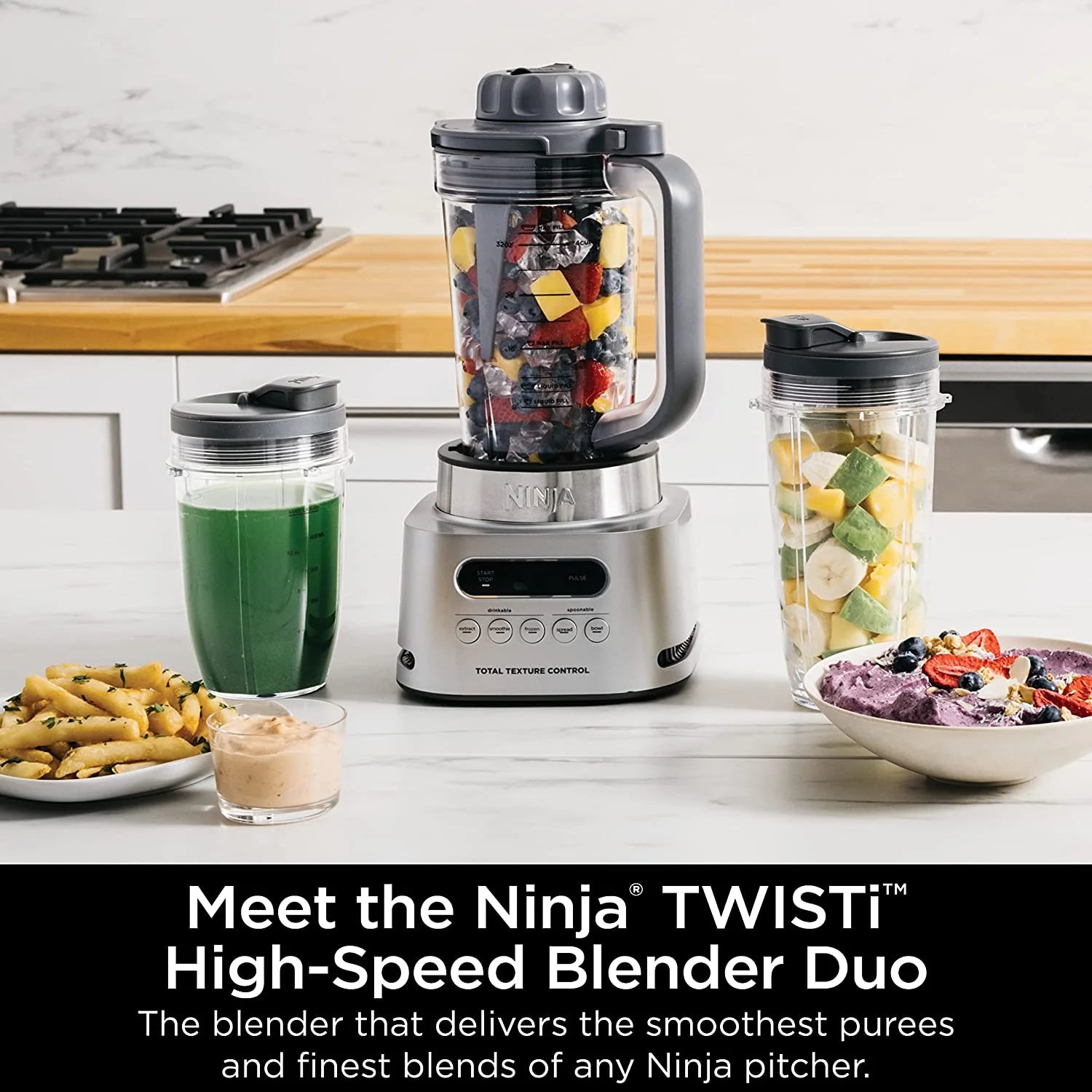 SS151 TWISTi Blender DUO, High-Speed 1600W Smoothie Maker, 34-oz Pitcher & 2 To-Go Cups, Gray M843914