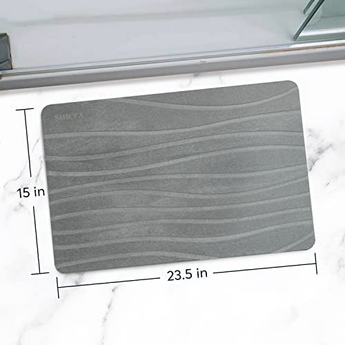 SUTERA Stone Bath Mat, Diatomaceous Earth Shower Mat, Non-Slip Quick Drying, Gray 23.5 x 15 D6749