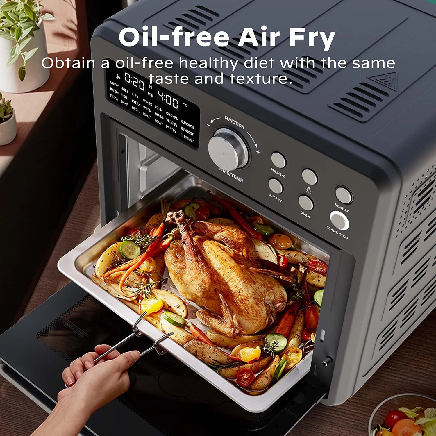 16 Quart Air Fryer Toaster Oven Combo, 1600W, Black C171