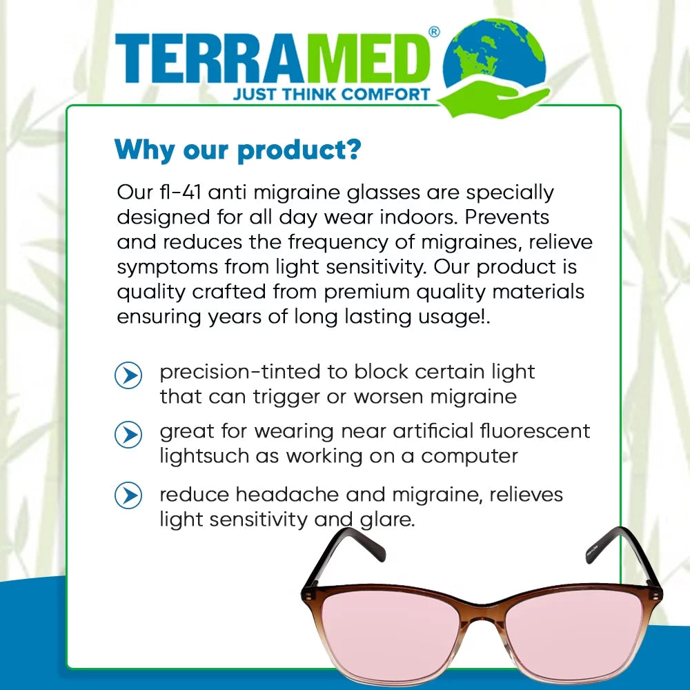 Terramed Juri FL-41 Migraine Glasses for Light Sensitivity Relief J117970