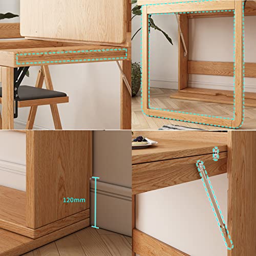 Wall Mounted Fold Out Dining Table with Storage Shelf J468550