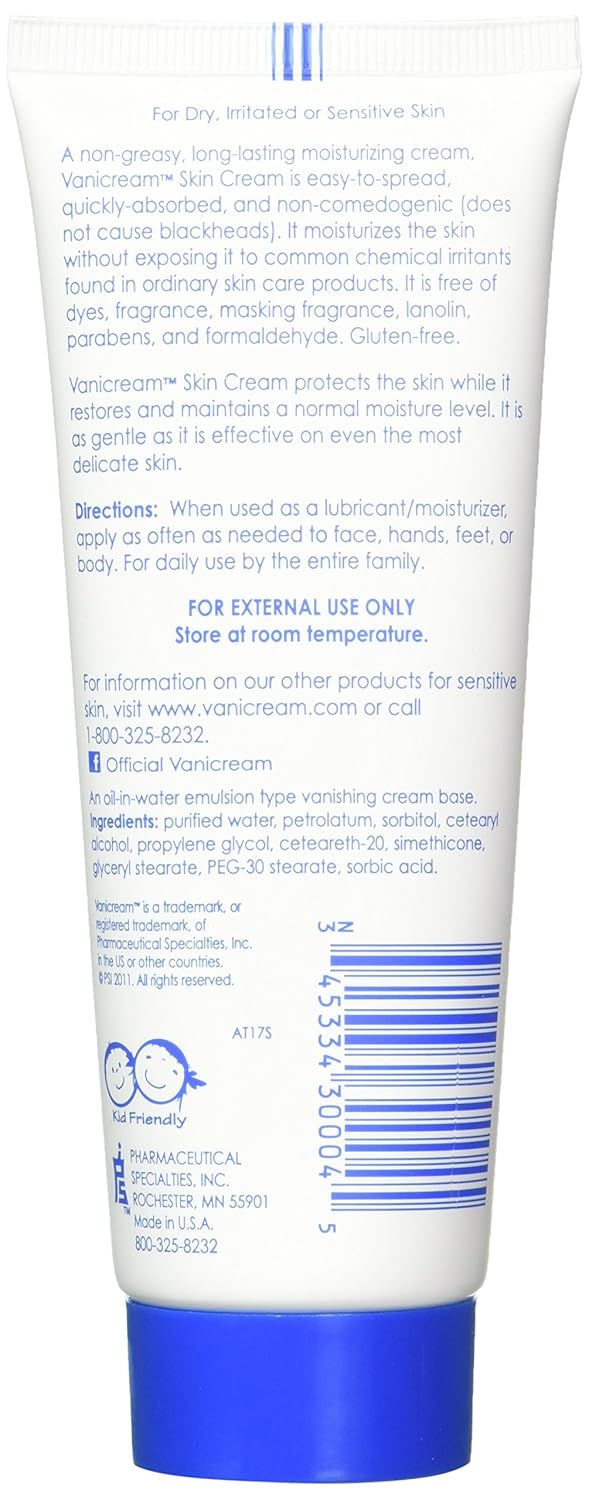 Vanicream Moisturizing Skin Cream for Sensitive Skin, Fragrance Free, 4 oz (Pack of 2) W706336