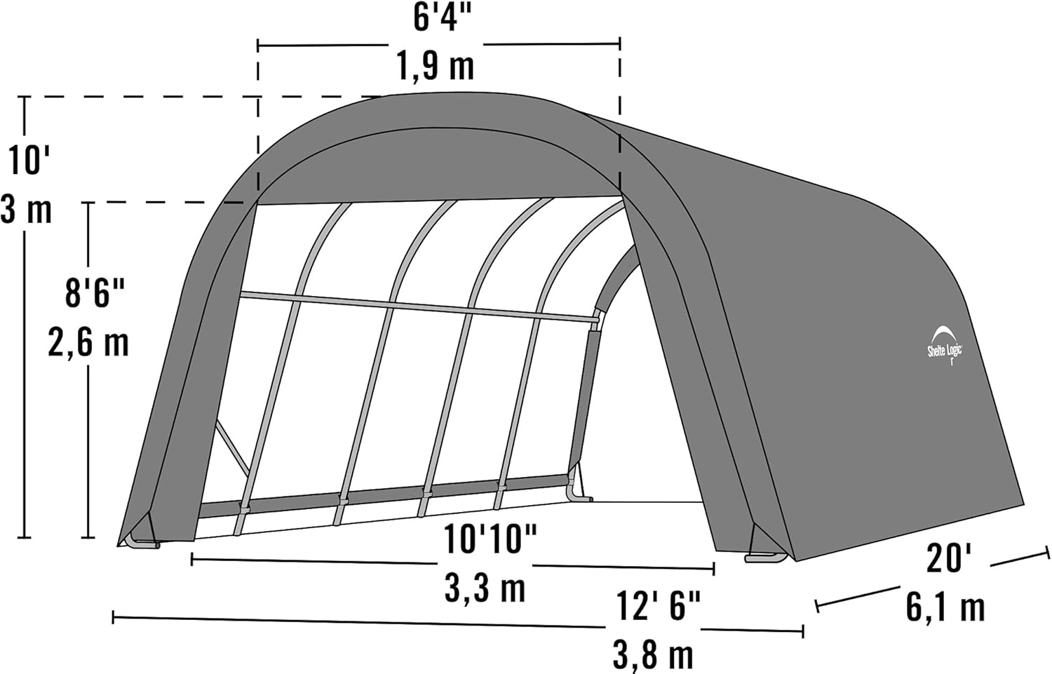 ShelterLogic 12'x20'x10' Round Style Shelter G4148