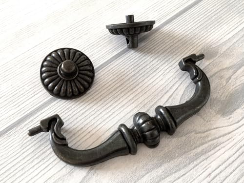 4.5" C-C Bail Drawer Pull Vintage Antique Black Bronze Cabinet Hardware D9926