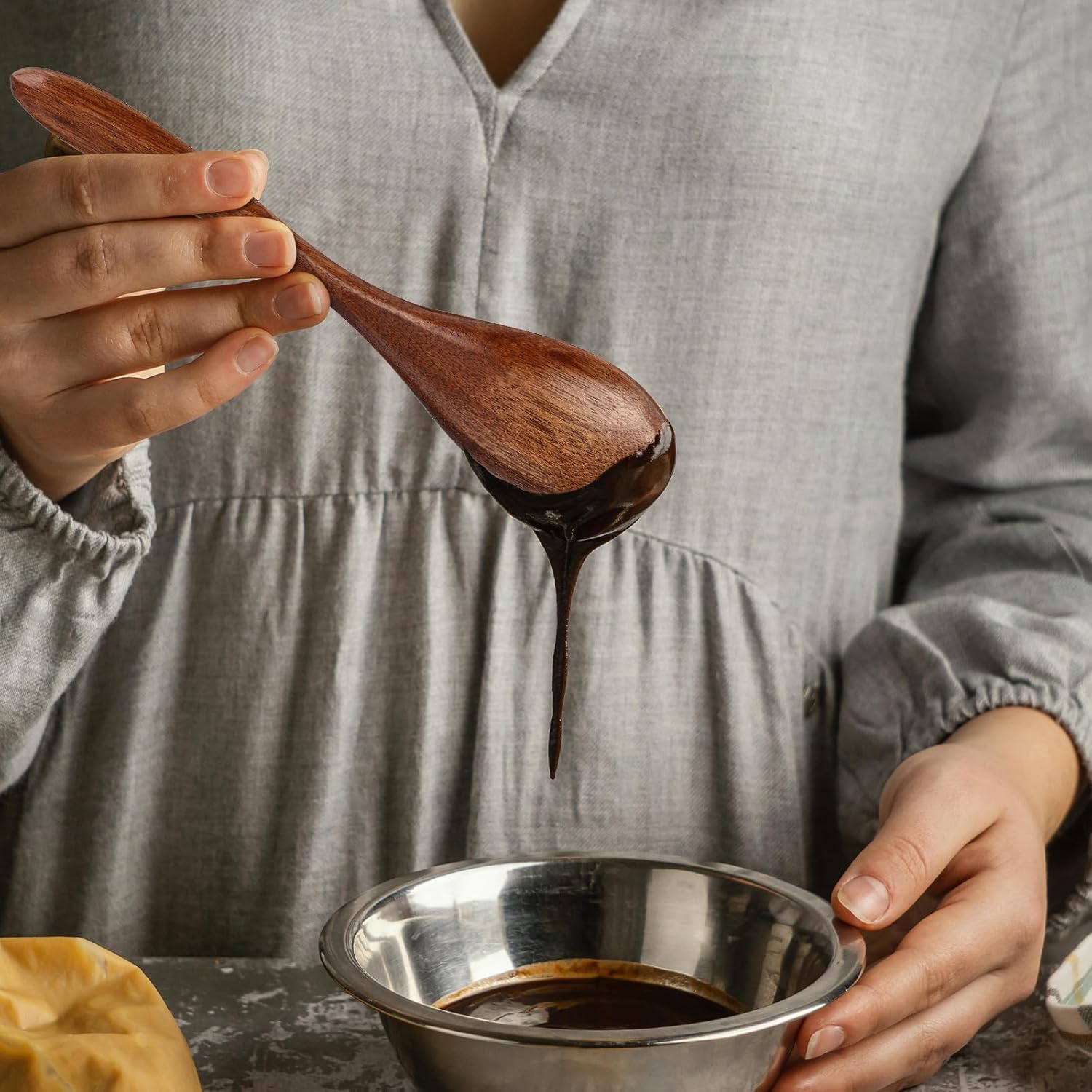 6Pcs Small Wooden Spoons 5.5 Inches for Cooking Soup Tea Coffee E122