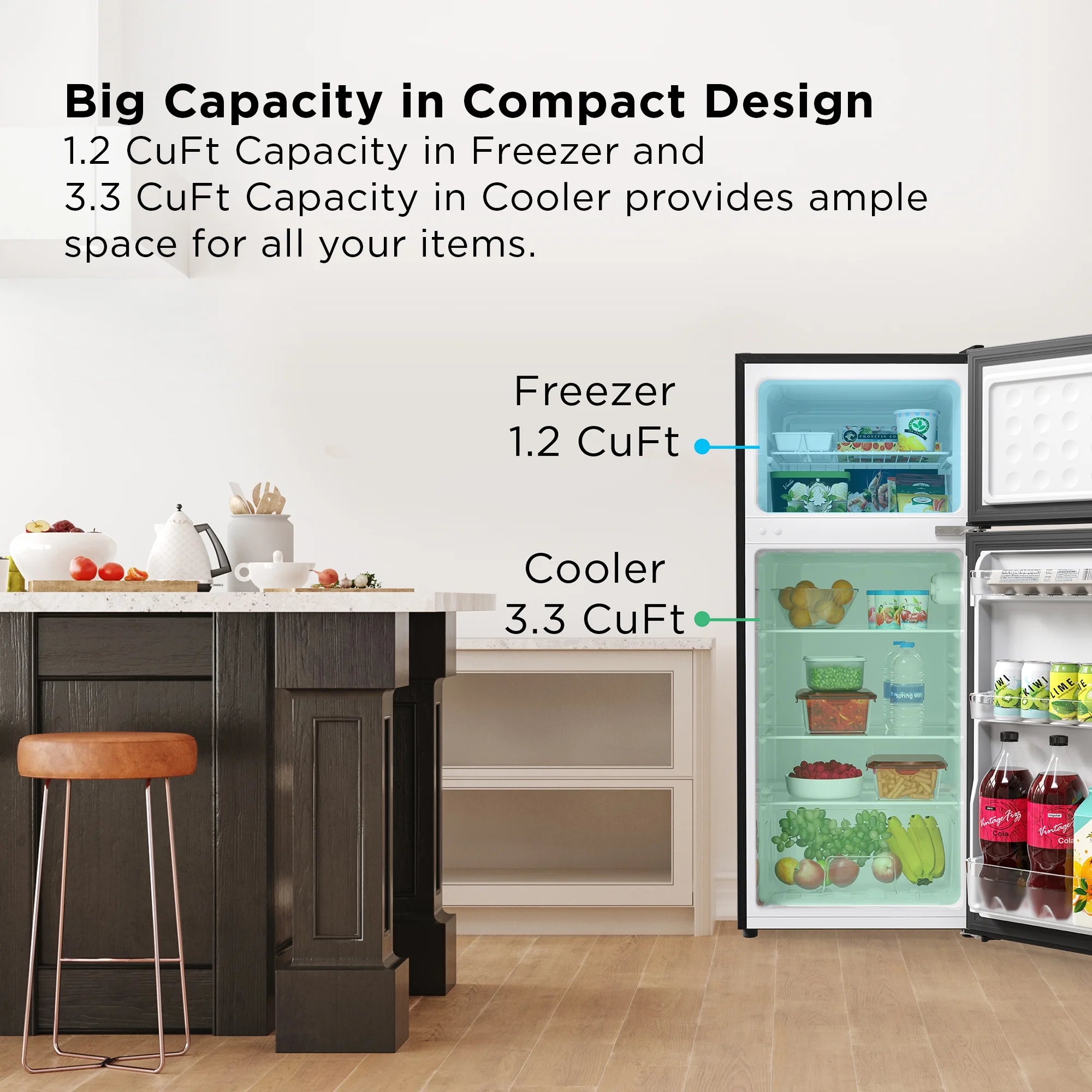 TCL 4.5 Cu. ft. Two Door Refrigerator, Stainless Look Z952853