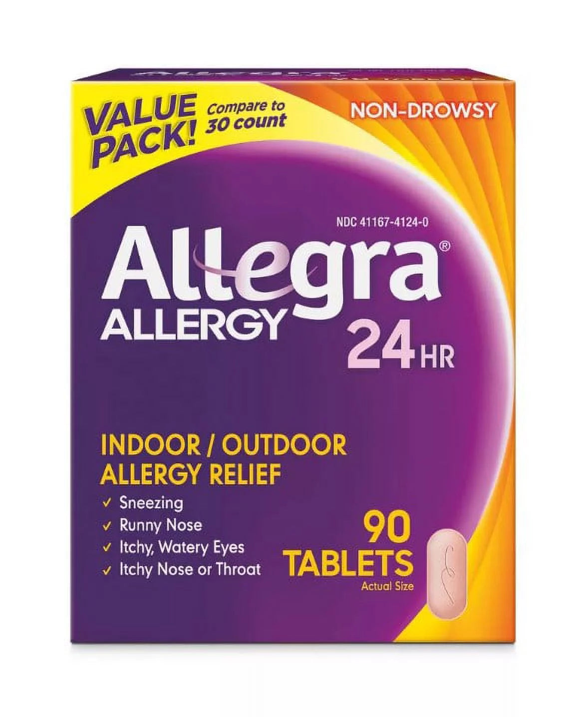 Allegra Allergy Relief Non-Drowsy Antihistamine 180 mg 90 Tablets R6944