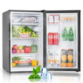 4.4 Cu.Ft Mini Fridge with Freezer, Compact Freezer Compartment, 5 Adjustable Thermostat Control, Low Noise, Small Fridge for Bedroom Apartment Dorm and Office, Black