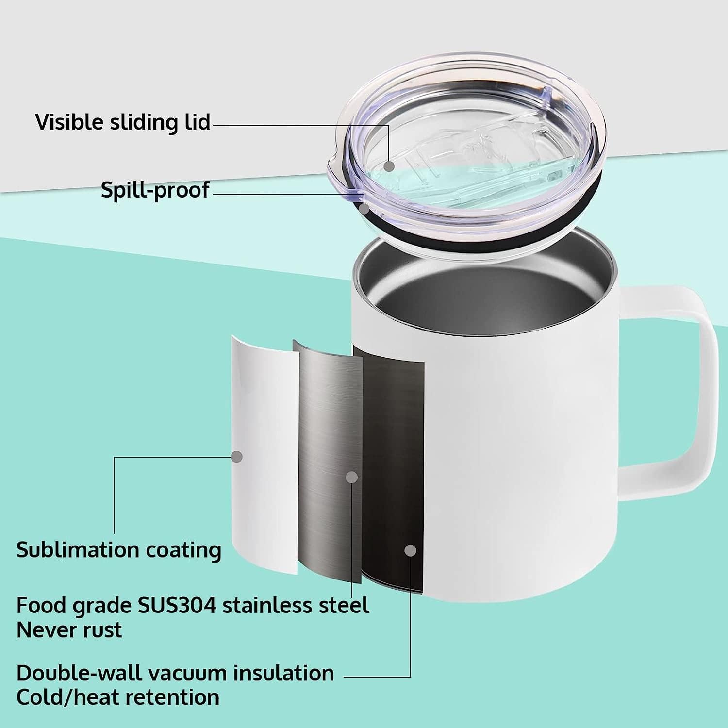 Lagute 12 Oz Sublimation Blank Mug Set, Stainless Steel Double Wall Insulated, 4 Pack F6435