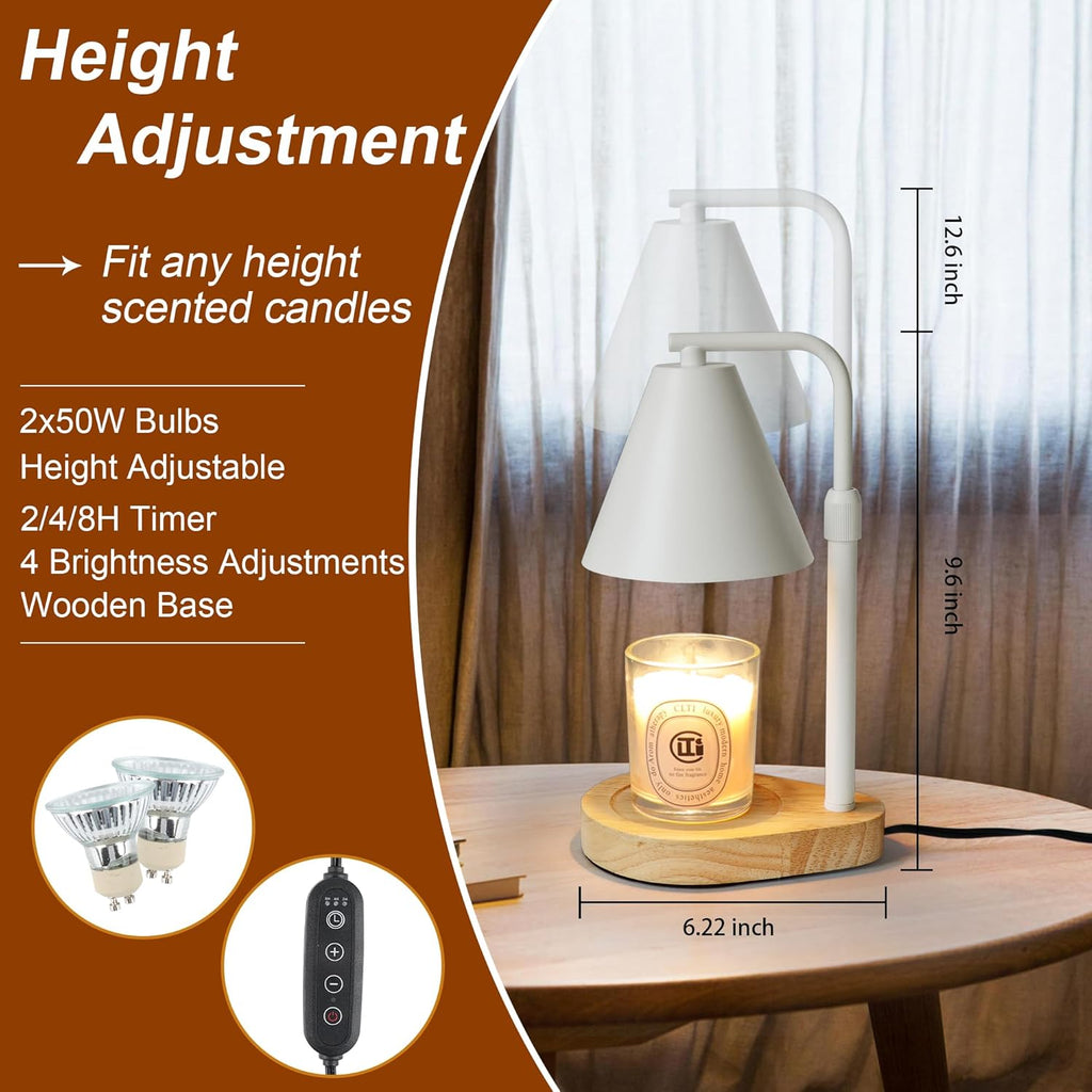 Candle Warmer Lamp with Timer, Adjustable Height, 2 Bulbs H891
