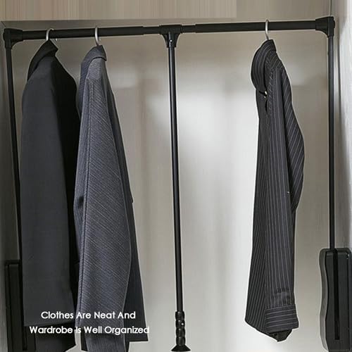 Pull Down Closet Rod, Extendable Adjustable Wardrobe Organizer, Silver B596826