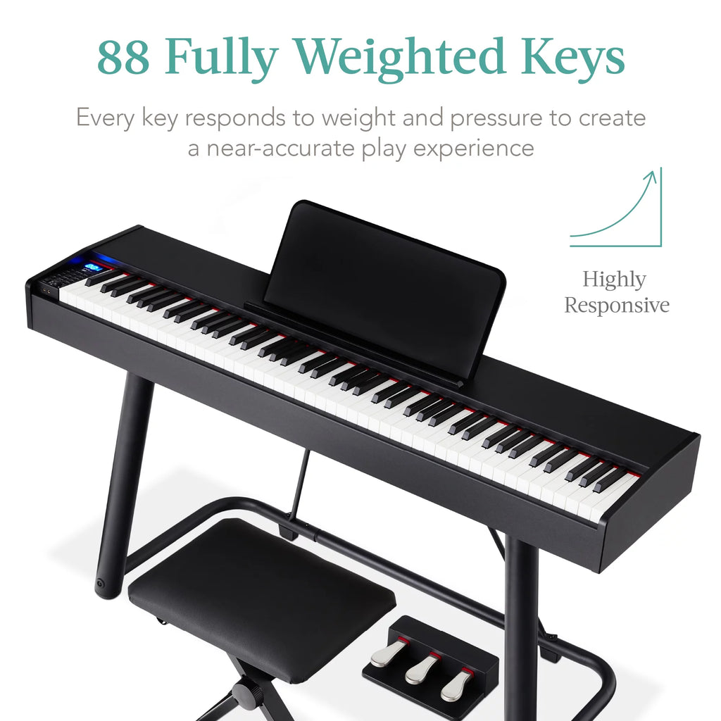 Best Choice Products 88-Key Weighted Digital Piano Set with Stand, Pedals, Stool, Cover N520745