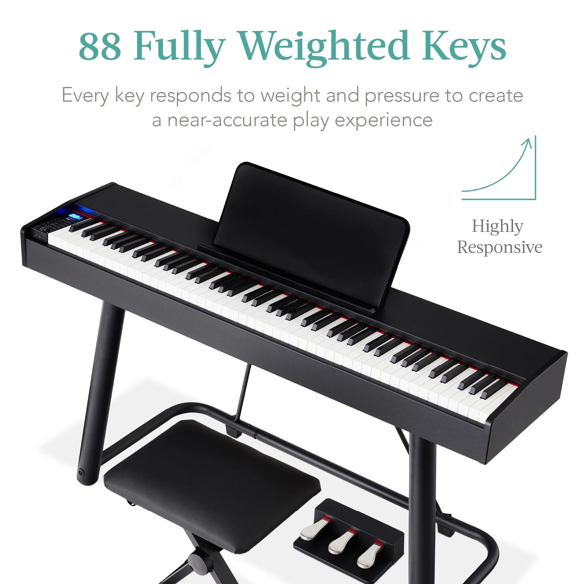 Best Choice Products 88-Key Weighted Digital Piano Set with Stand, Pedals, Stool, Cover N520745