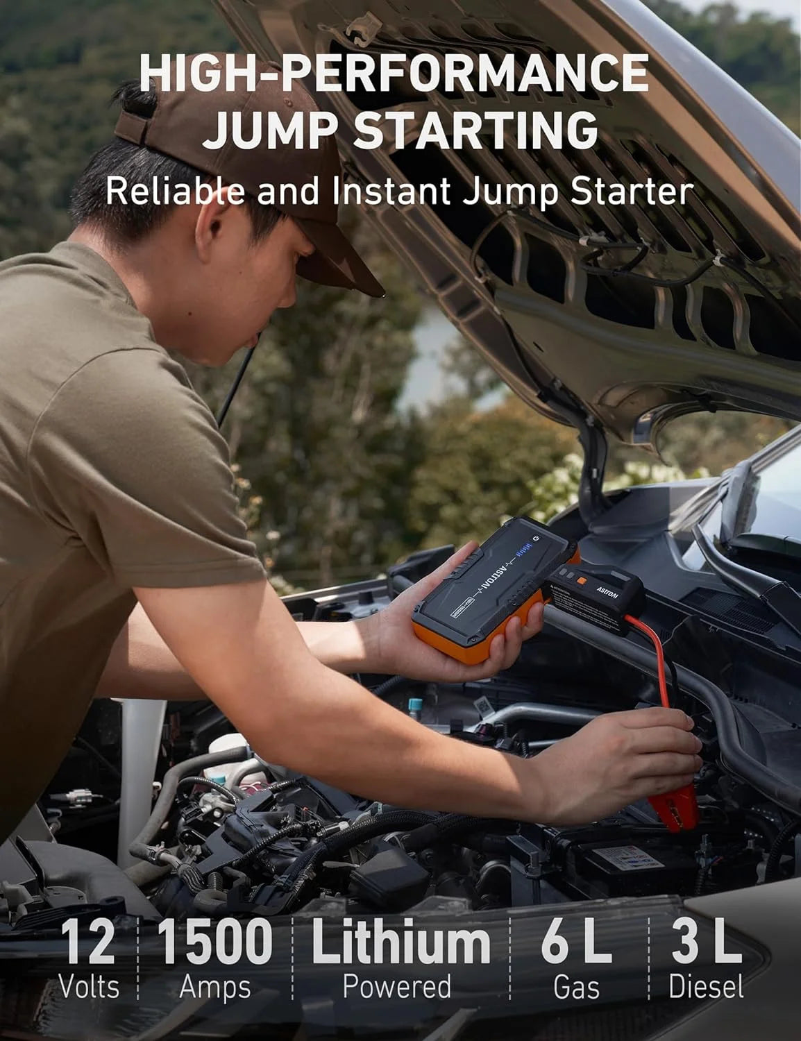 Car Jump Starter 1500A Portable 12V Auto Battery Booster T737844