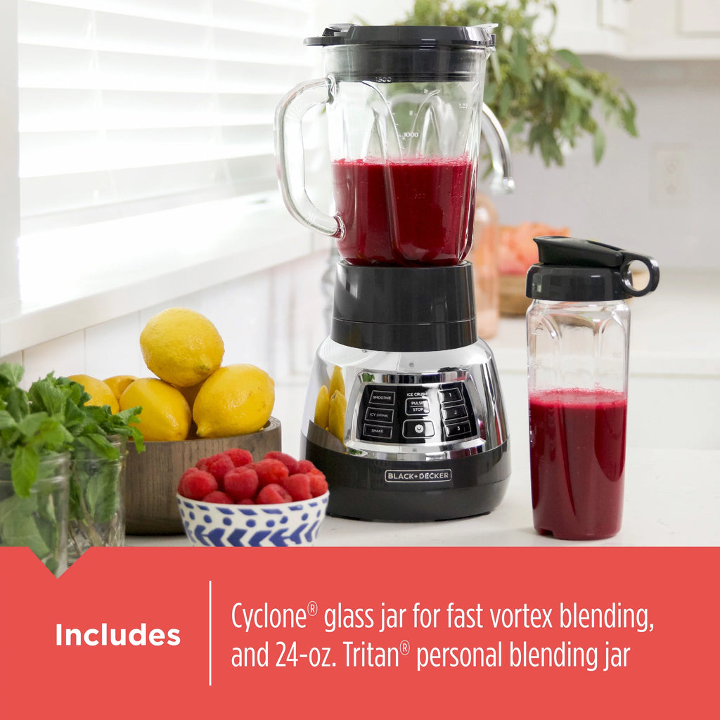 BLACK+DECKER Quiet Blender with Cyclone Glass Jar R38157
