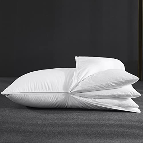 Three Geese Adjustable Goose Feather Pillow, King Size, Cotton Cover T2665