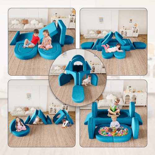 Kids Couch Modular Toddler Couch with 2 Triangular Cushions and 4 Arches, Gray R6577