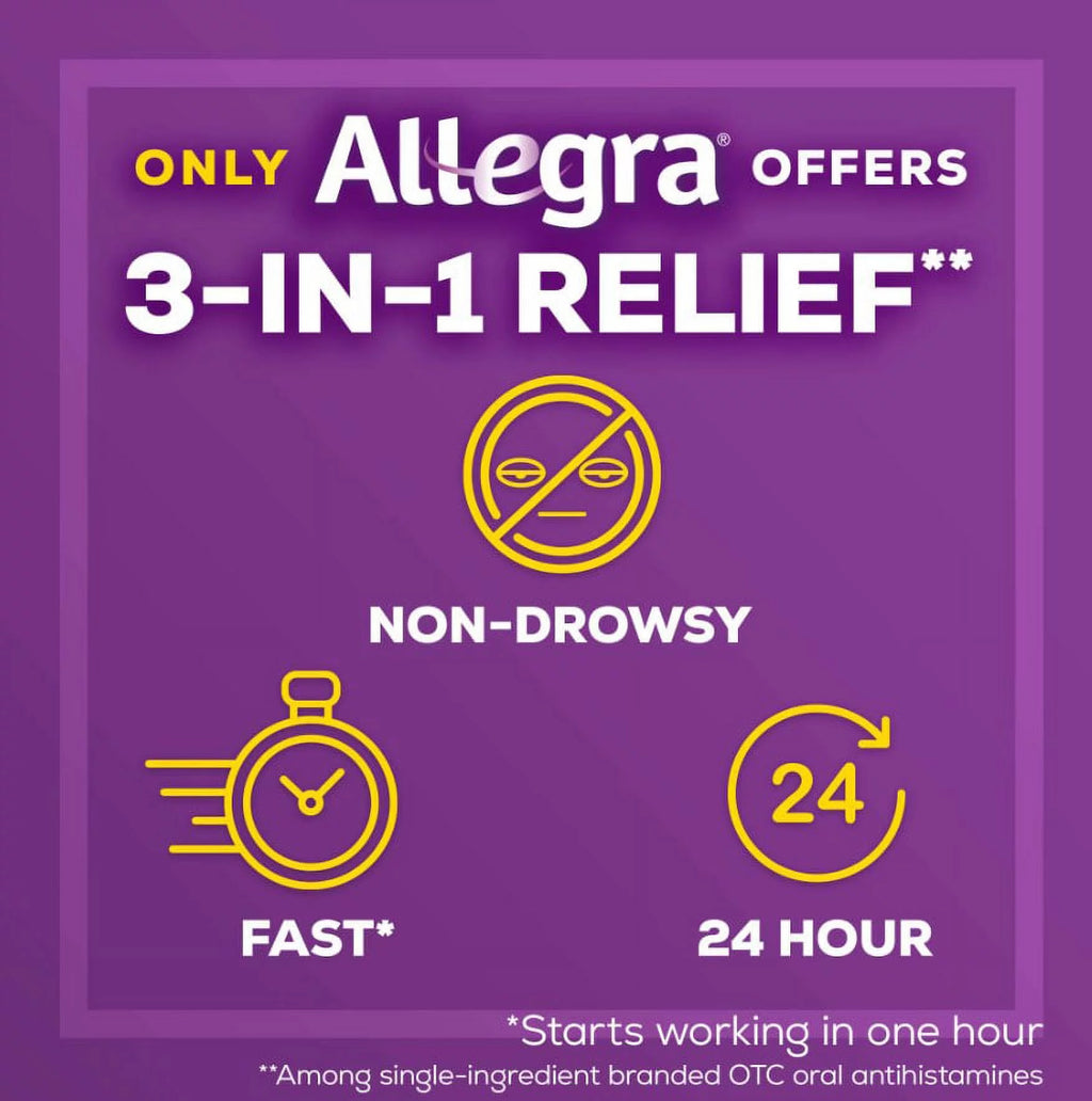 Allegra Allergy Relief Non-Drowsy Antihistamine 180 mg 90 Tablets R6944