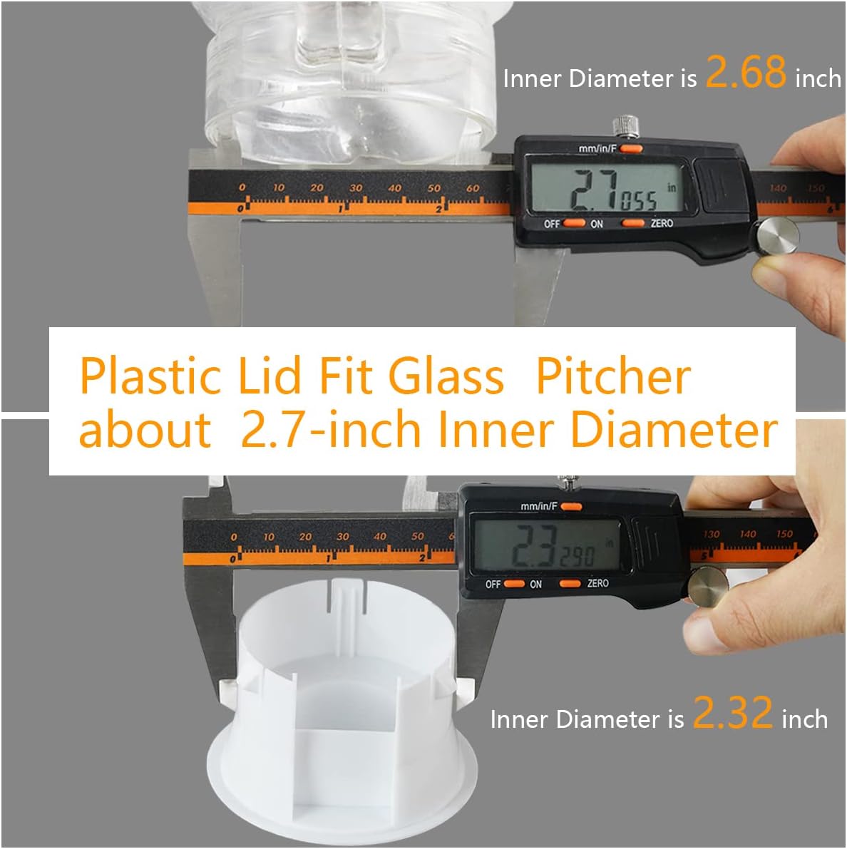 Glass Carafe Lids for Water Pitcher, Food Grade Plastic, White, 2 Pack P2134