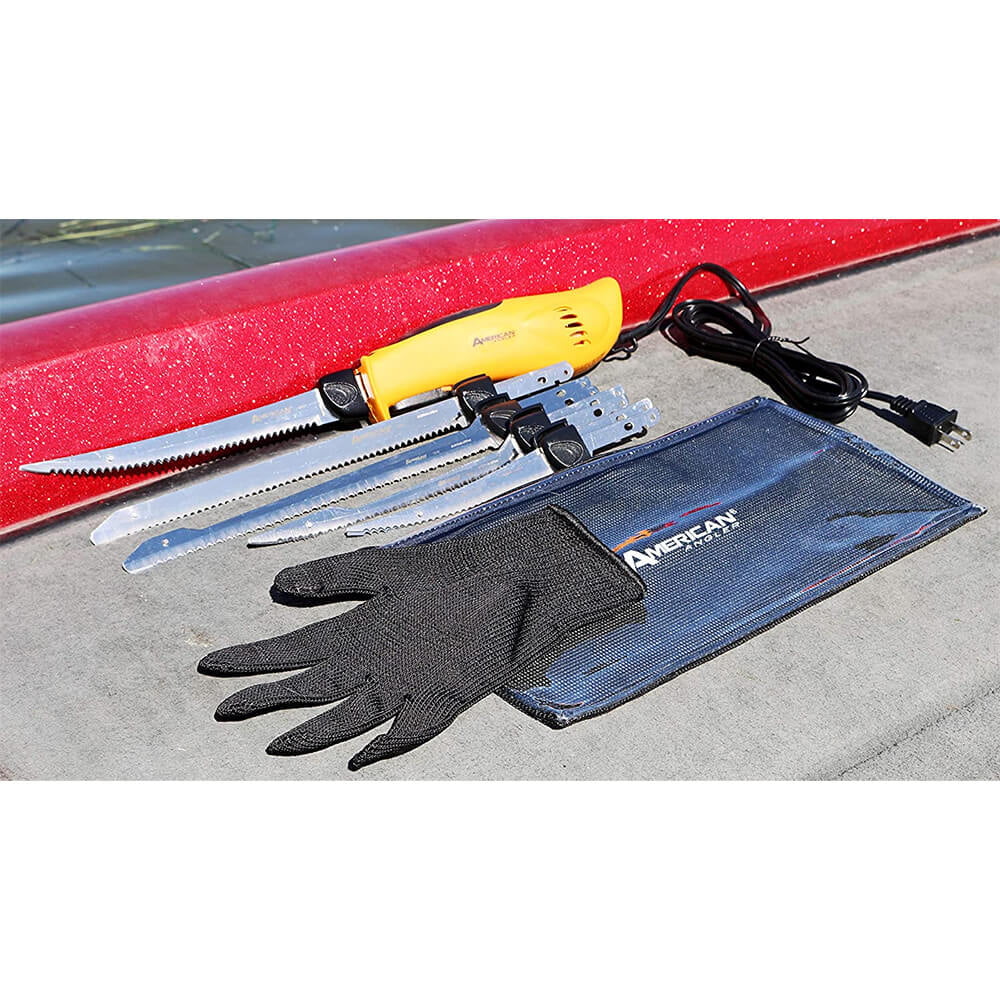 American Angler Pro Electric Fillet Knife with Glove and 5 Blades P68269