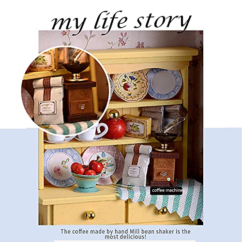 Kisoy Dollhouse Miniature with Furniture Kit, Handmade DIY House Model for Teens Adult Gift M30855