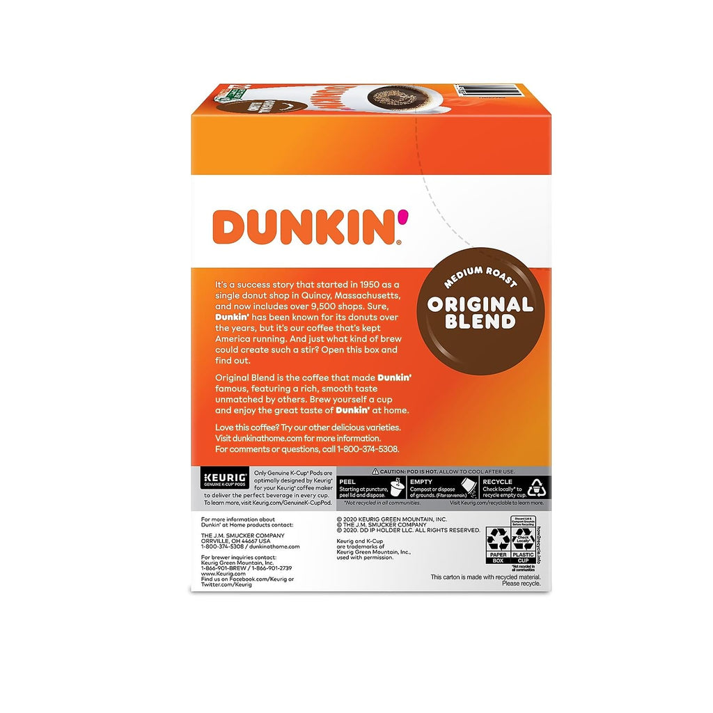 Dunkin' Original Blend Medium Roast Coffee, 22 K-Cup Pods A158