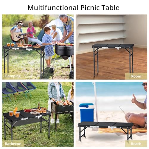 Folding Camping Table 3ft Portable Aluminum with Storage Net U842