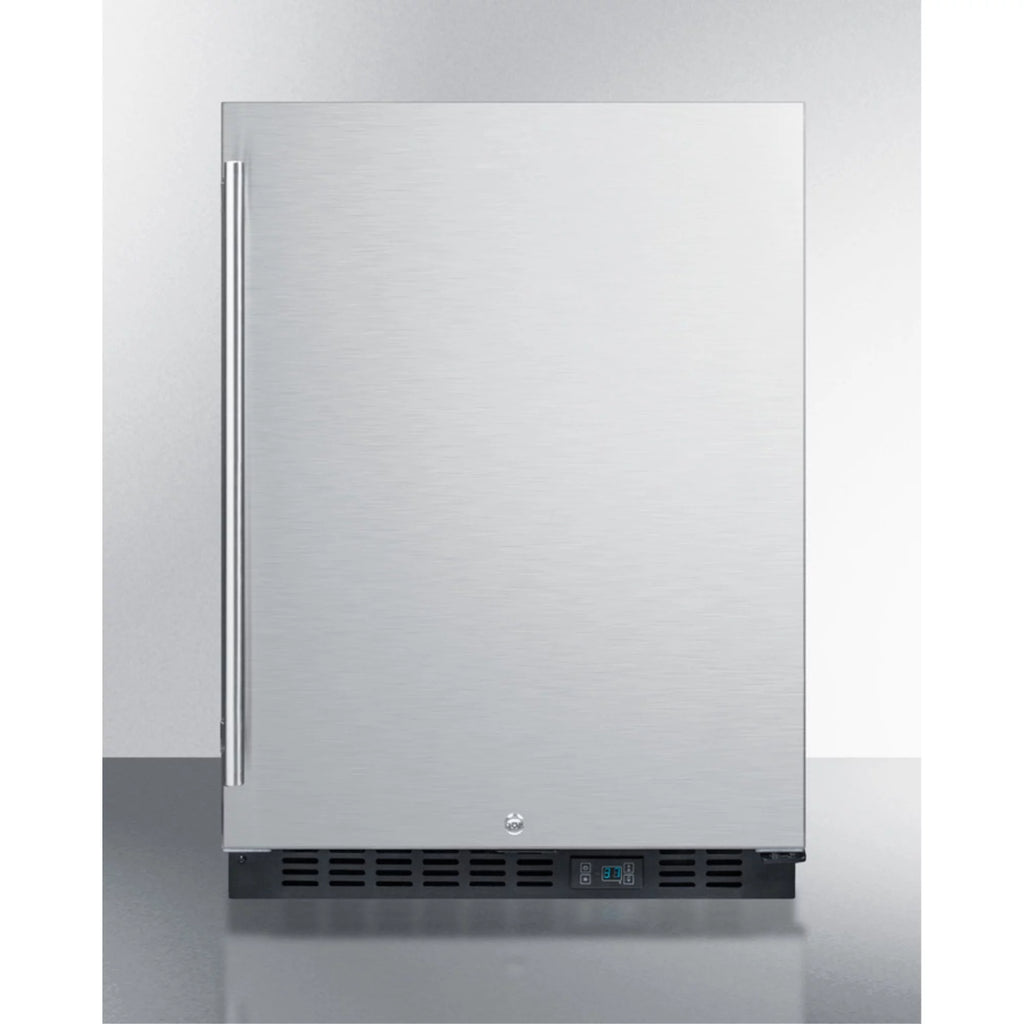Built-in undercounter commercial refrigerator with SS interior, door, and cabinet