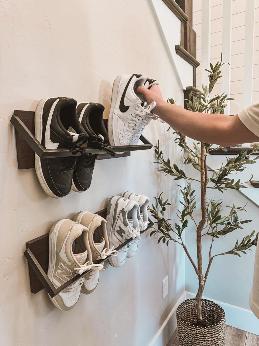 Wall Shoe Rack Set of 2 Wall Mounted Shoe Organizer R4330