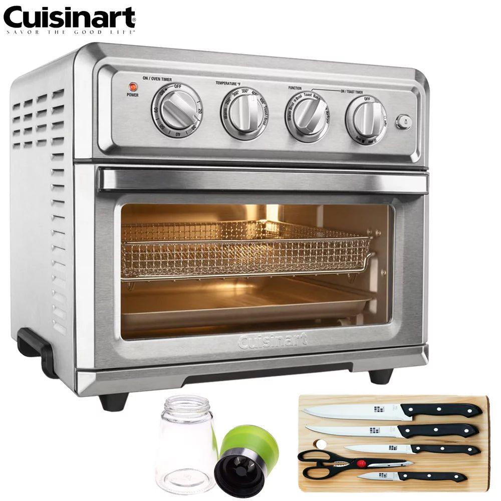 Restored Cuisinart TOA-60 Convection Toaster Oven Air Fryer with Light, Silver with Extreme Kitchen Bundle (Refurbished)