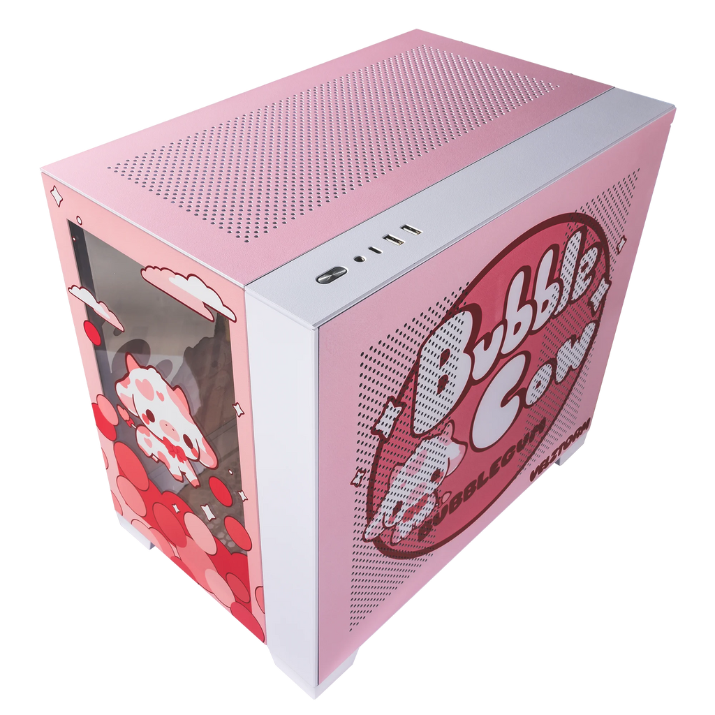 Velztorm Bubble Cow Custom Art Aluminum Tempered Glass O11 Dynamic Mini Rose Pink Gaming Computer Case D216277