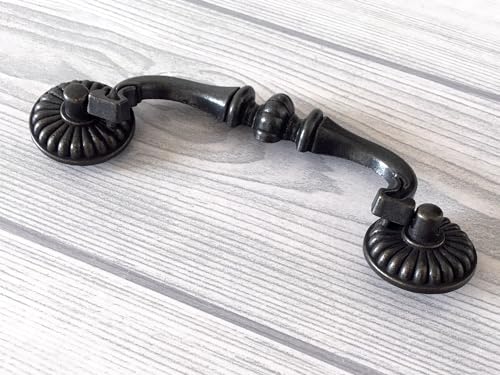 4.5" C-C Bail Drawer Pull Vintage Antique Black Bronze Cabinet Hardware D9926