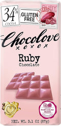 Chocolove Ruby Chocolate, 34% Cacao | 6 Pack | Non GMO, Rainforest Alliance Certified Cacao | 3.2oz Bar