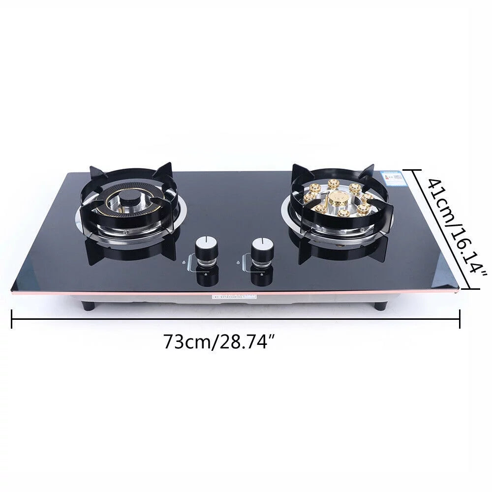 Fichiouy Gas Cooktop 2-Burner Built-In Natural Gas Stove O284
