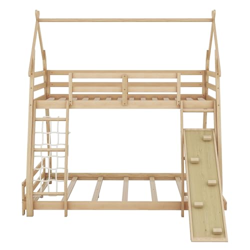 Twin House Loft Bed with Storage Shelves, Guardrails and Ladder, Gray Z602097