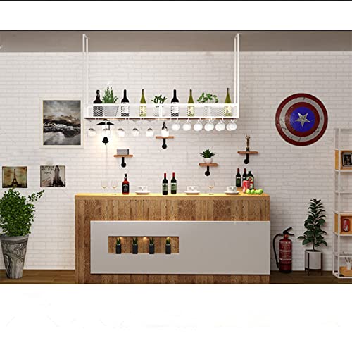 Hanging Wine Rack with Upside Down Wine Glass Holder, Wrought Iron, 50KG Capacity E828156