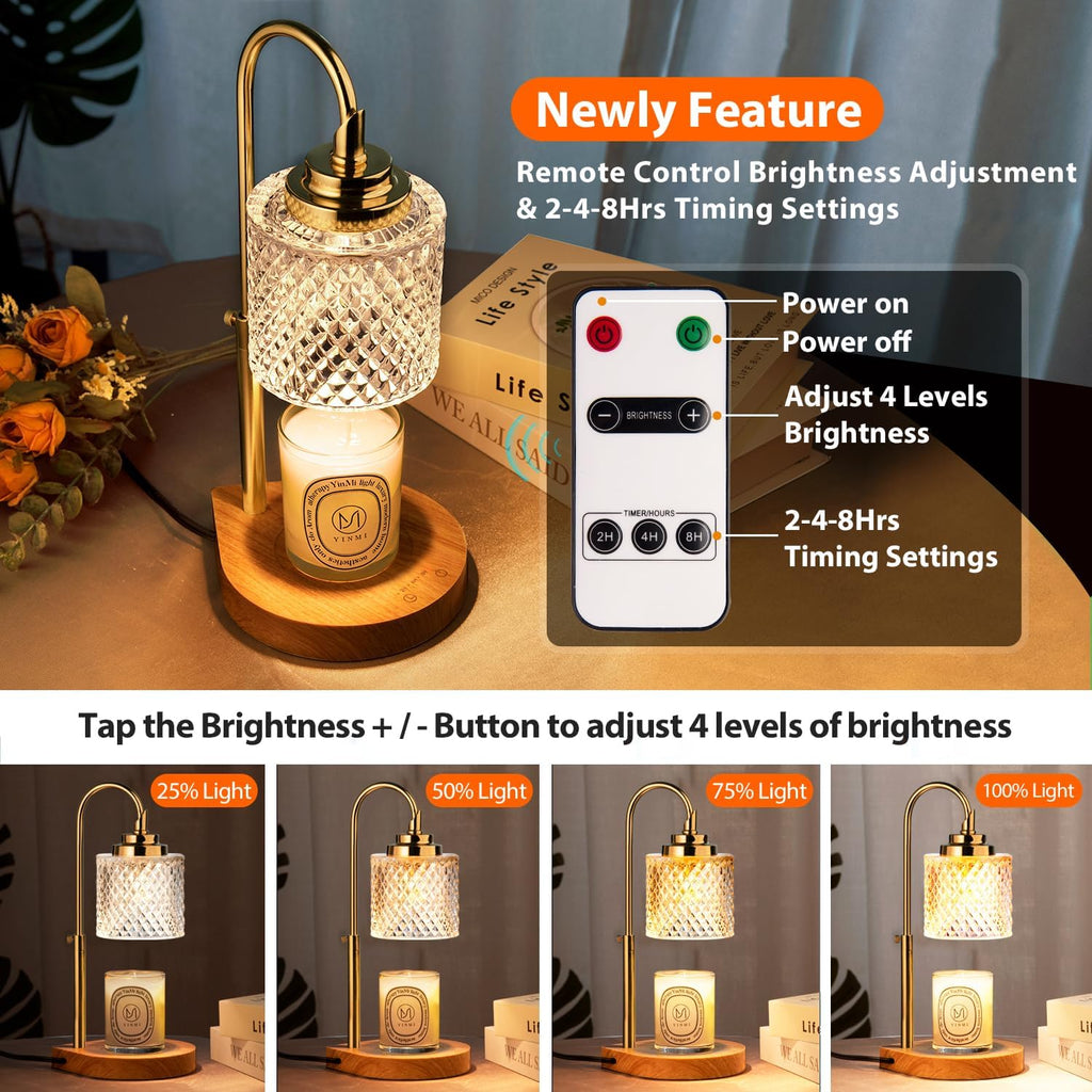 Candle Warmer Lamp with Remote Control, Dimming & Timer, Height Adjustable, 2 Bulbs N1077