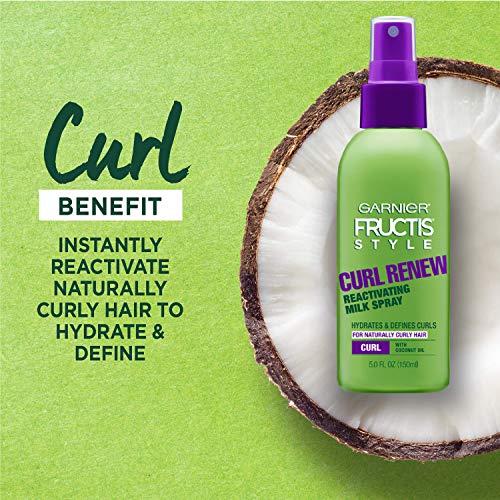 Garnier Fructis Style Curl Renew Reactivating Milk Spray for Curly Hair, 5 Fl Oz I601